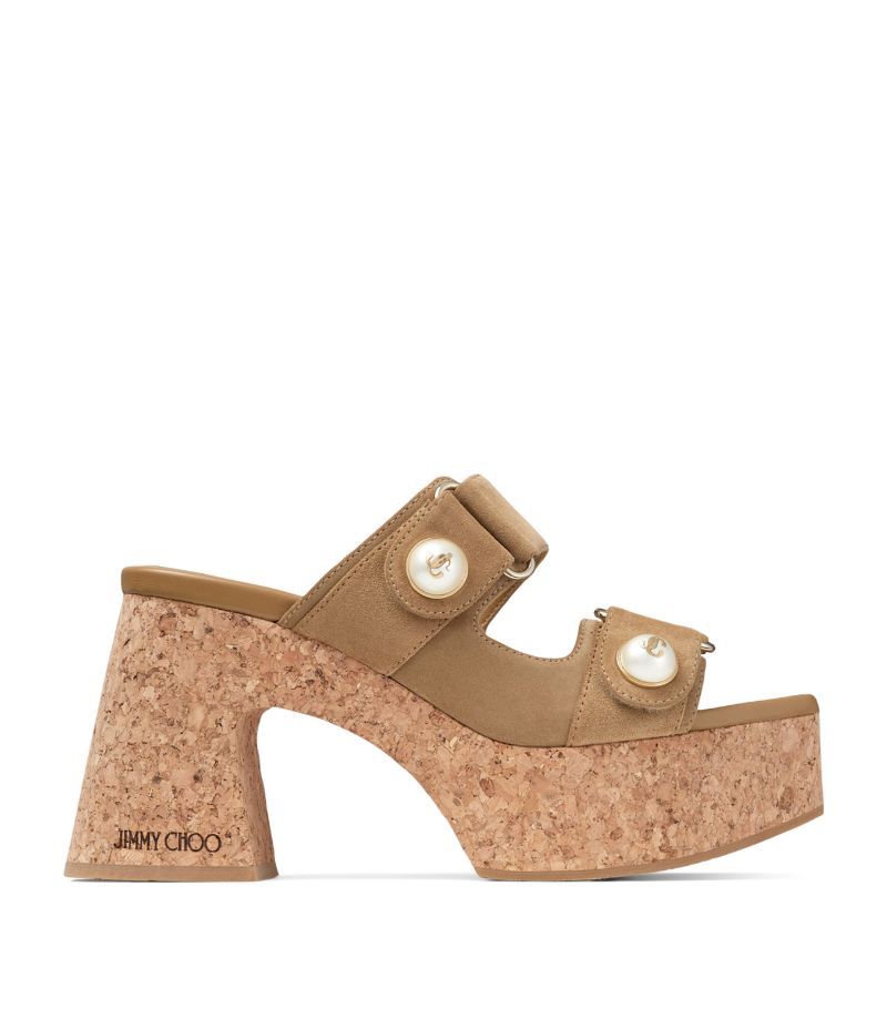 Jimmy Choo Jimmy Choo Fayence 95 Velvet Suede Wedge Sandals