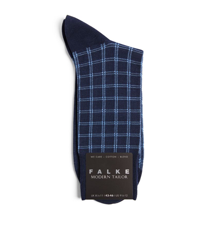 Falke Falke Cotton-Blend Checked Modern Tailor Socks