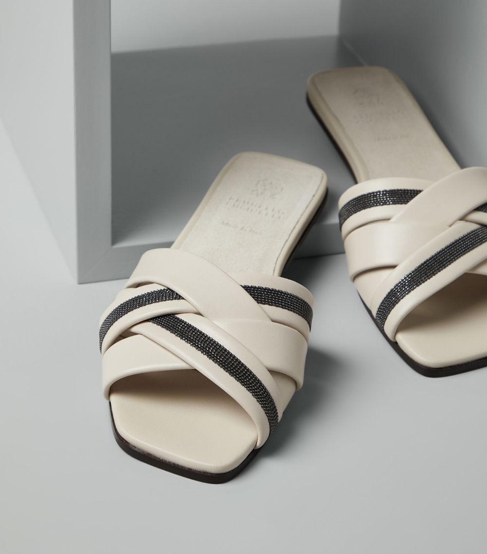 Brunello Cucinelli Brunello Cucinelli Leather Monili-Trim Sandals