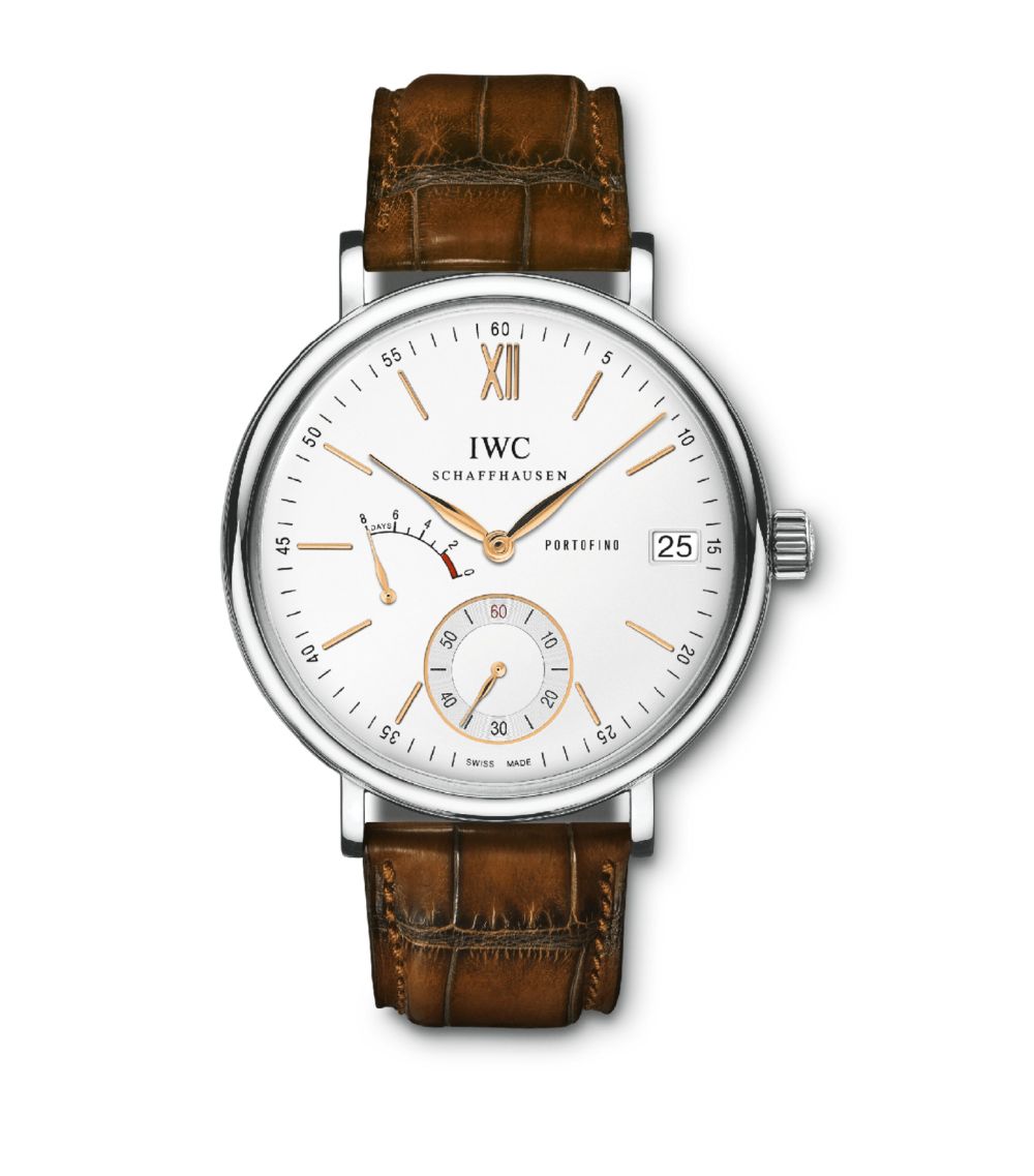 Iwc Schaffhausen IWC Schaffhausen Stainless Steel Portofino Hand-Wound Eight Days Watch 45mm