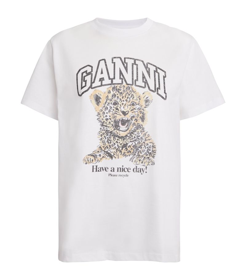 Ganni Ganni Cotton Leopard T-Shirt