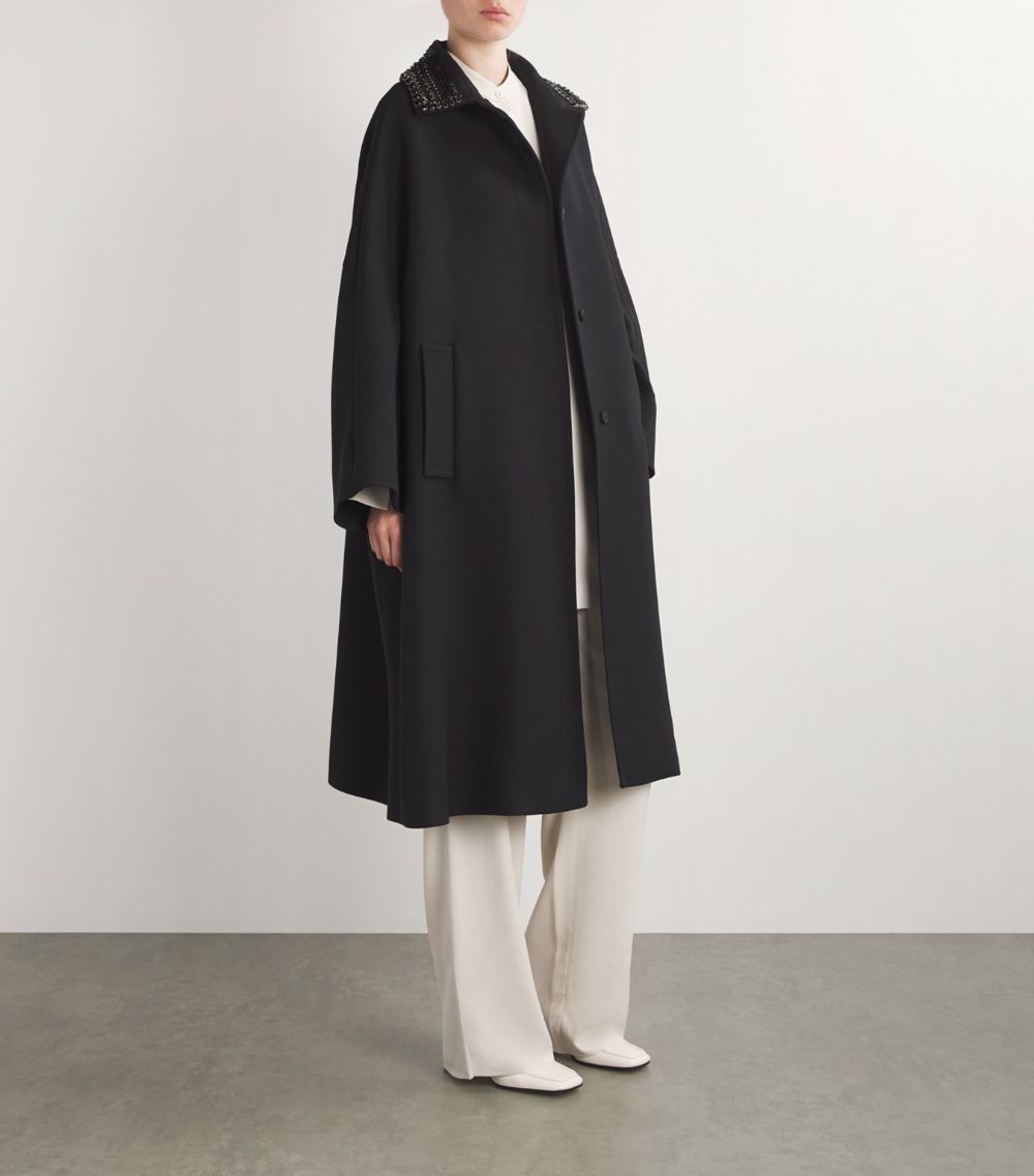 Max Mara Max Mara Wool-Silk Embellished Coat