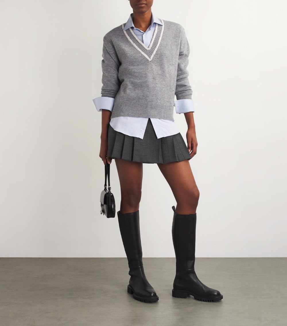  Sandro Wool Pleated Mini Skirt