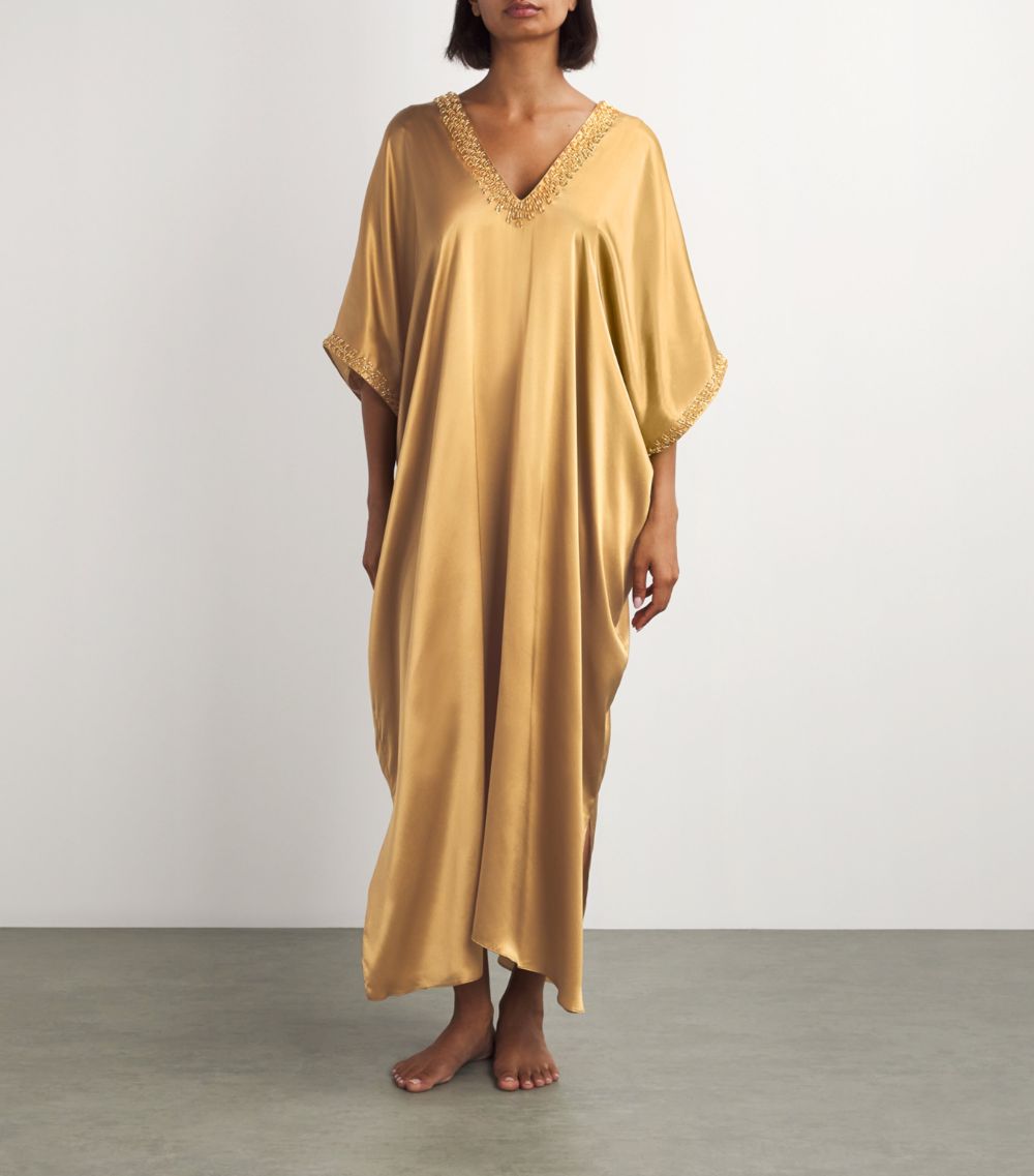  Natori Silk Embellished Kaftan Dress