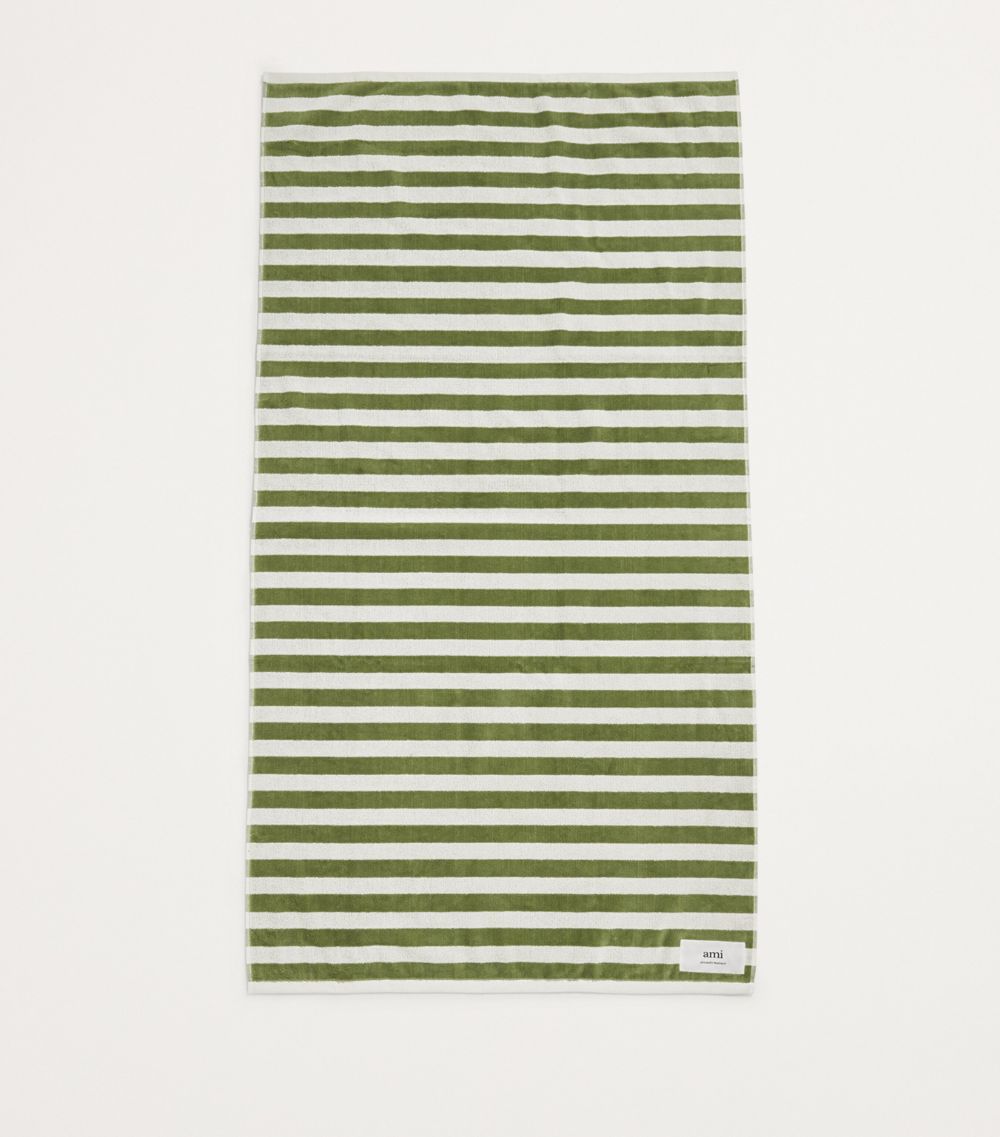 Ami Paris Ami Paris Organic Cotton Striped Beach Towel (160Cm X 85Cm)