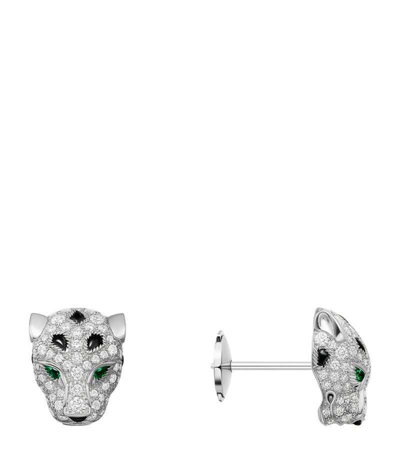 Cartier Cartier White Gold, Diamond, Emerald And Onyx Panthère De Cartier Earrings