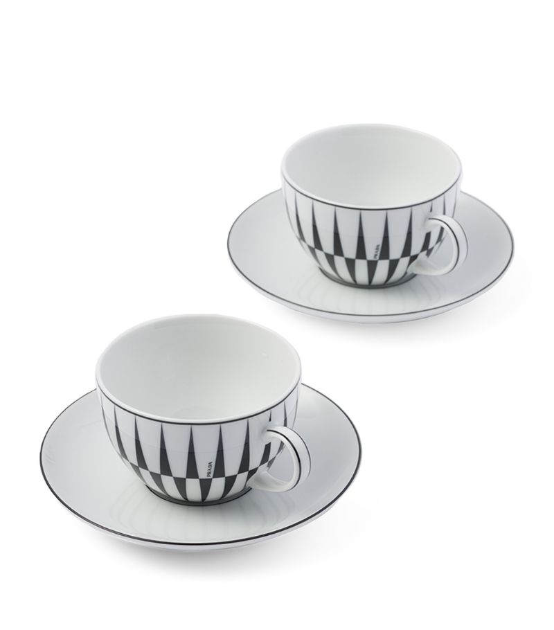 Prada Prada Stripes Cappuccino Cup And Saucer (Set Of 2)