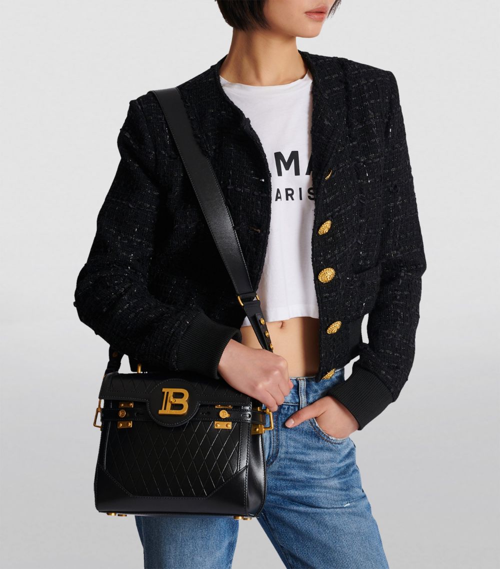 Balmain Balmain Leather Grid B-Buzz 23 Shoulder Bag