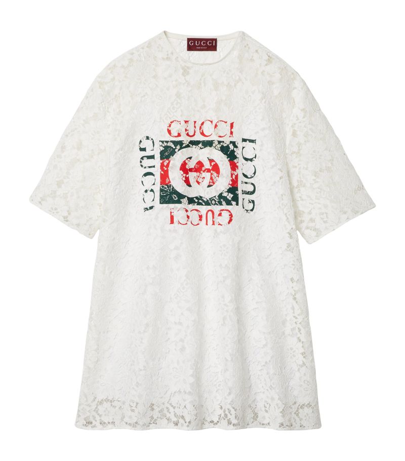 Gucci Gucci Cotton-Lace Logo T-Shirt