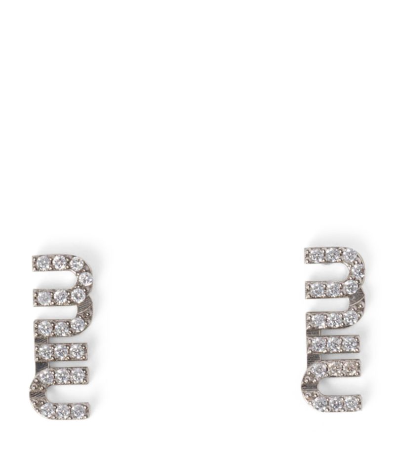 Miu Miu Miu Miu Crystal-Embellished Logo Earrings