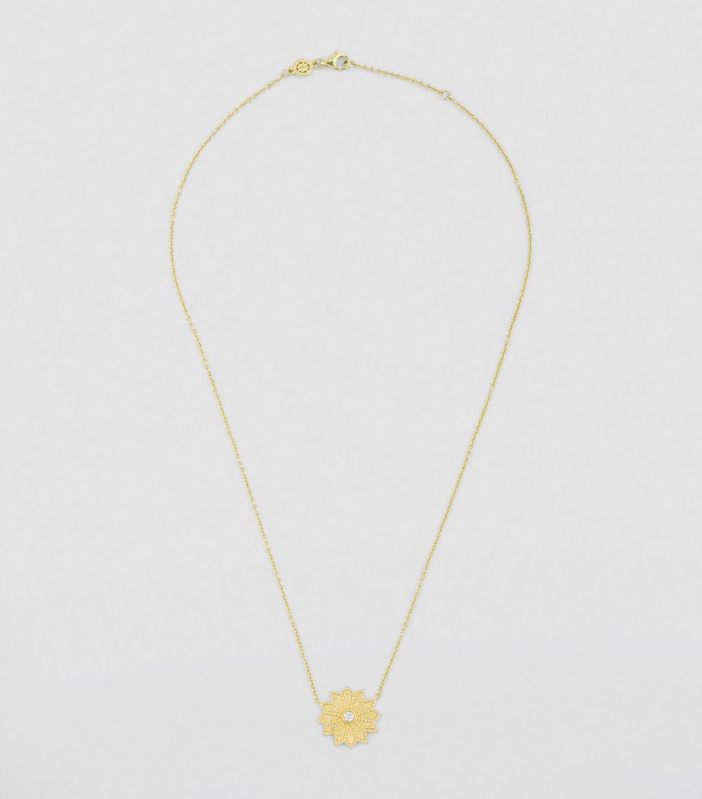 Orly Marcel Orly Marcel Yellow Gold And Diamond Mini Sacred Flower Necklace