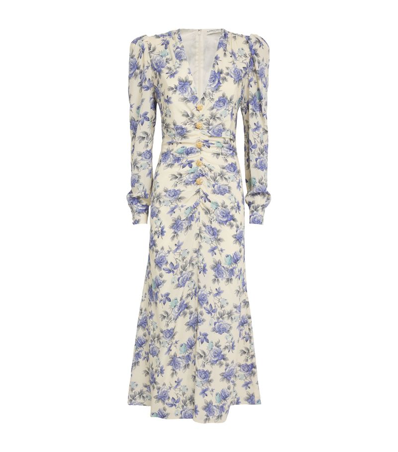 Alessandra Rich Alessandra Rich Silk Floral Midi Dress