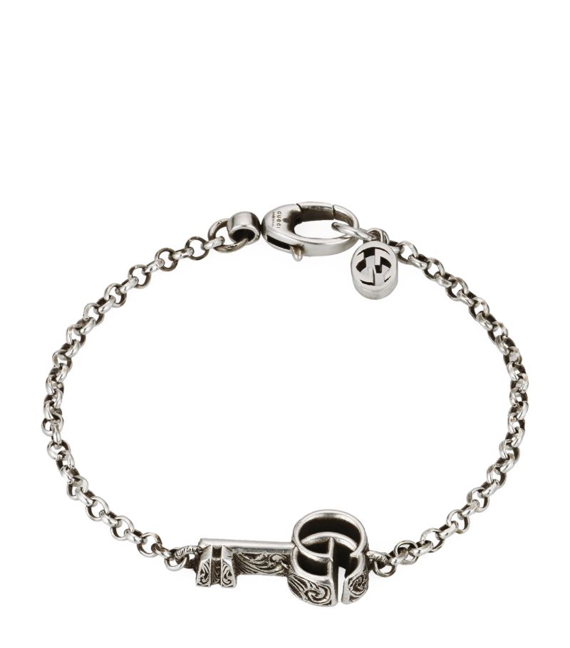 Gucci Gucci Sterling Silver Double G Key Bracelet