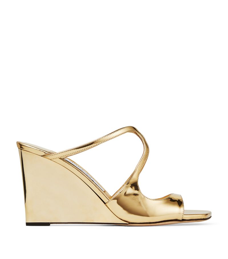 Jimmy Choo Jimmy Choo Anise 85 Metallic Leather Wedge Sandals