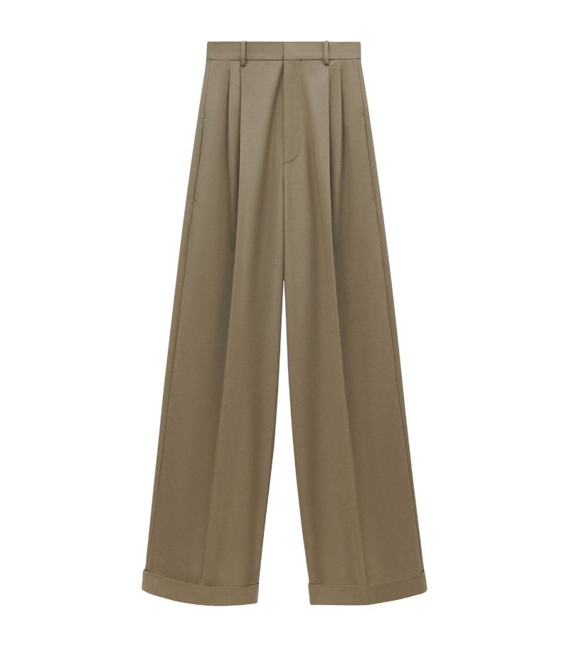 Loewe Loewe Cotton-Silk Gabardine Pleated Trousers