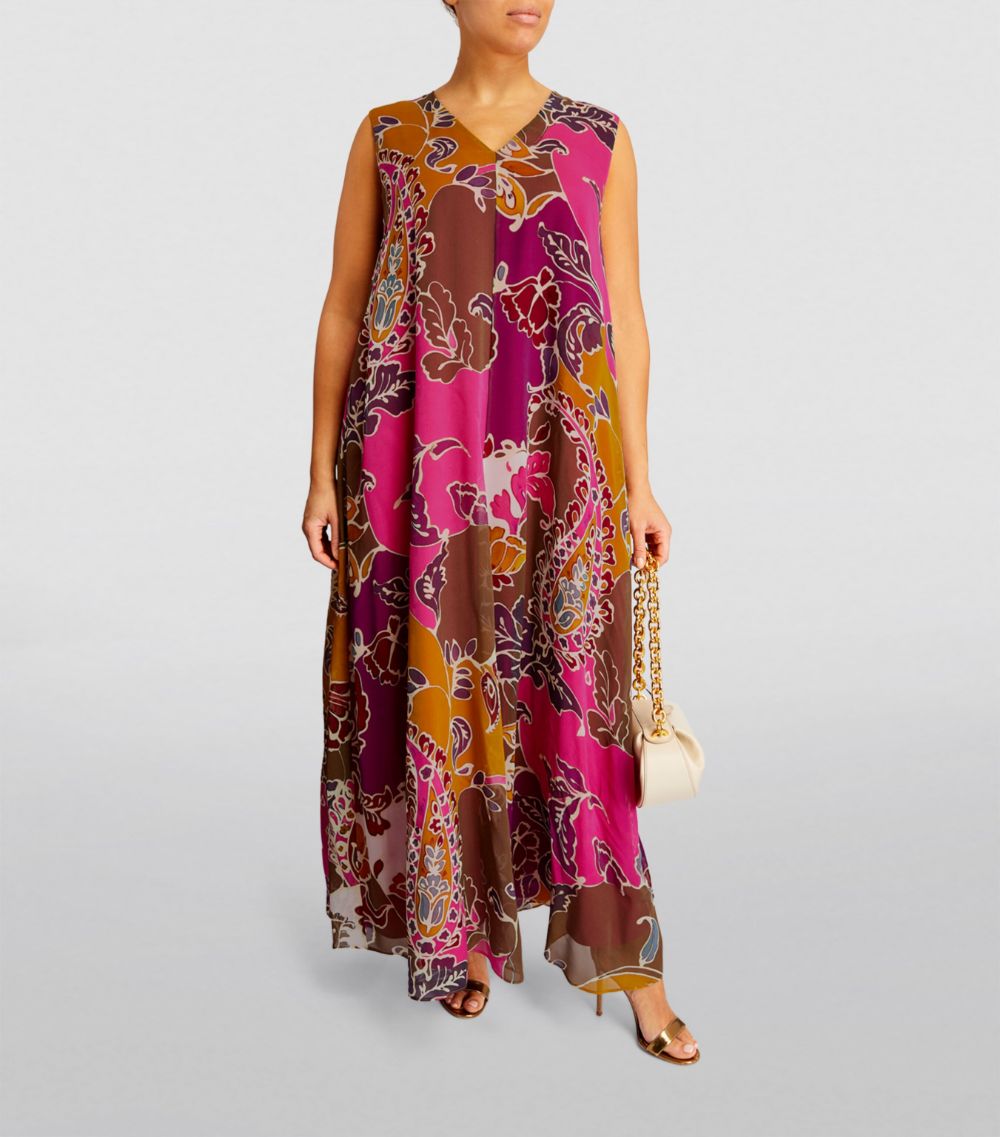 Marina Rinaldi Marina Rinaldi Silk V-Neck Sleeveless Maxi Dress