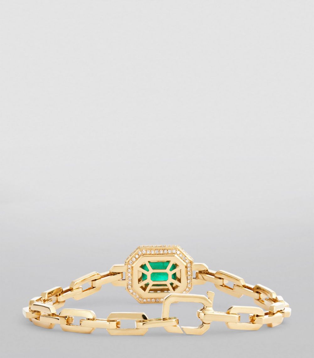 Shay Shay Yellow Gold, Diamond And Emerald Deco Bracelet
