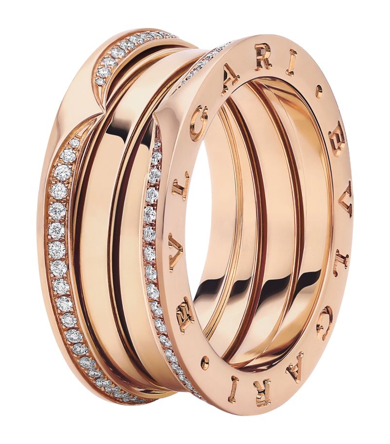 Bvlgari Bvlgari Rose Gold And Diamond B.Zero1 Three-Band Ring