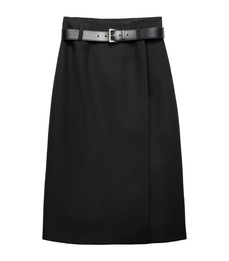 Prada Prada Wool Gabardine Midi Pencil Skirt