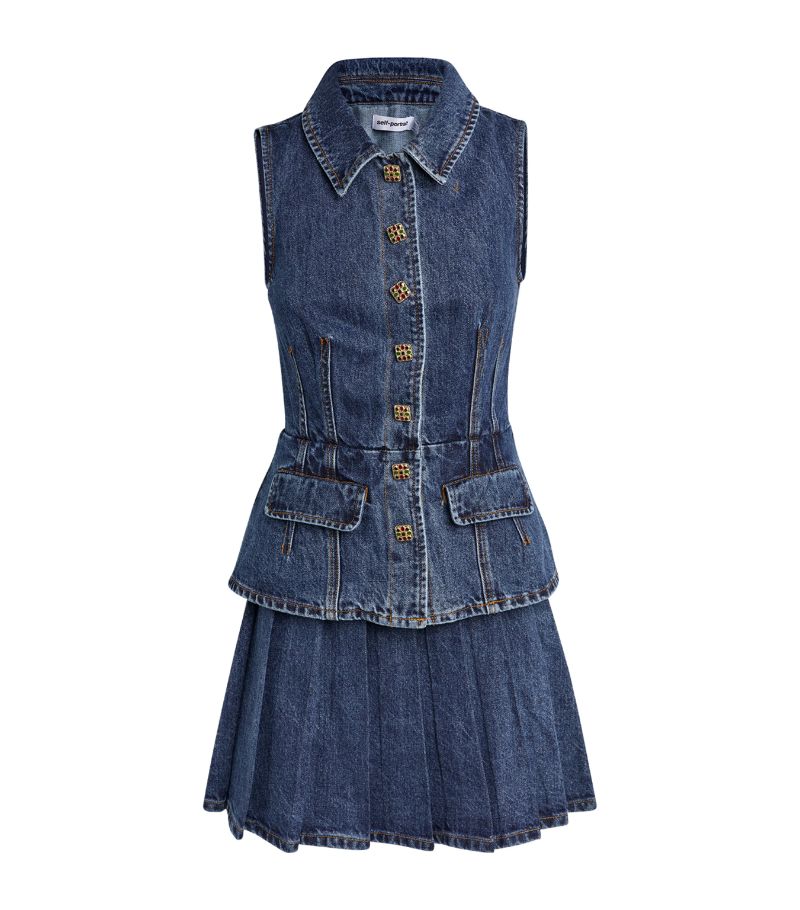 Self-Portrait Self-Portrait Denim Tailored Mini Dress