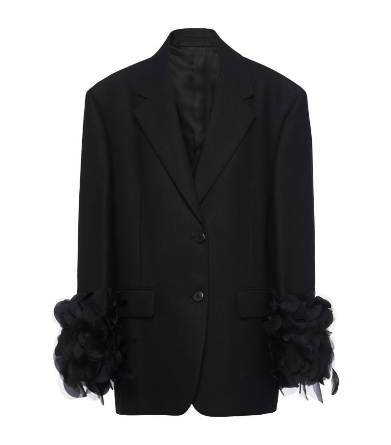 Prada Prada Wool Feather-Trim Blazer