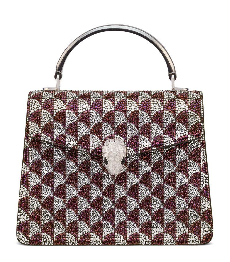 Bvlgari Bvlgari Medium Crystal Serpenti Forever Top-Handle Bag