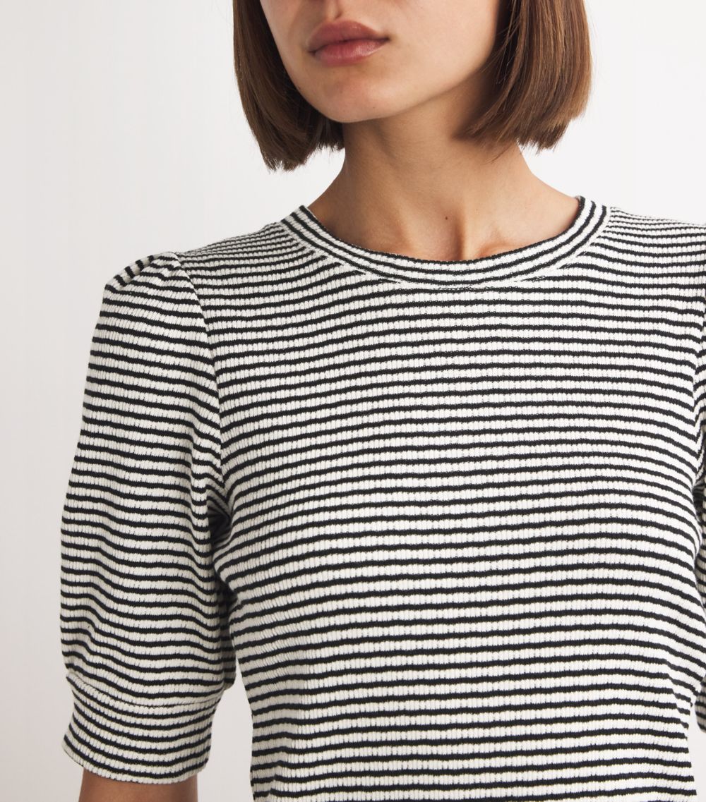 Me+Em Me+Em Cotton Striped Puff-Sleeve T-Shirt