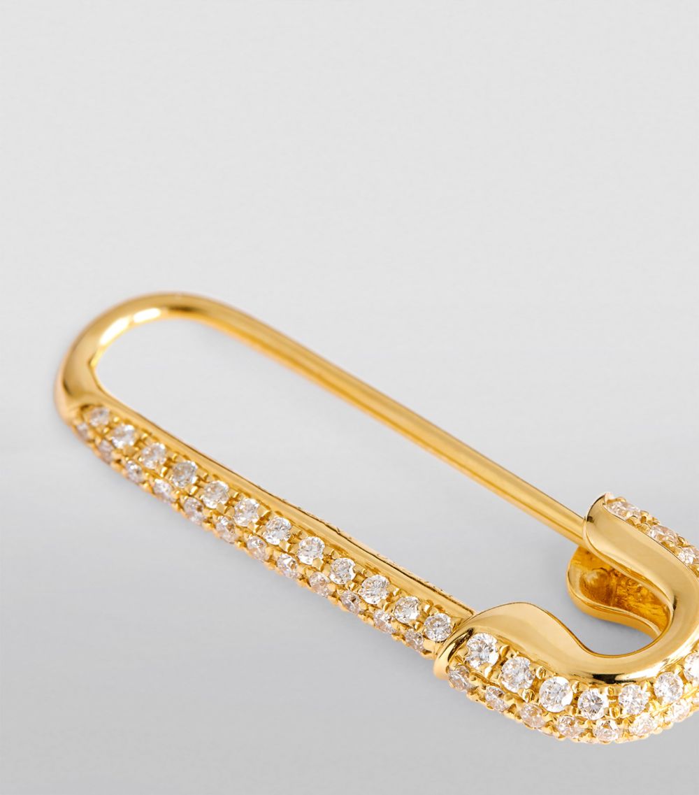 Anita Ko Anita Ko Yellow Gold And Diamond Safety Pin Single Right Earring