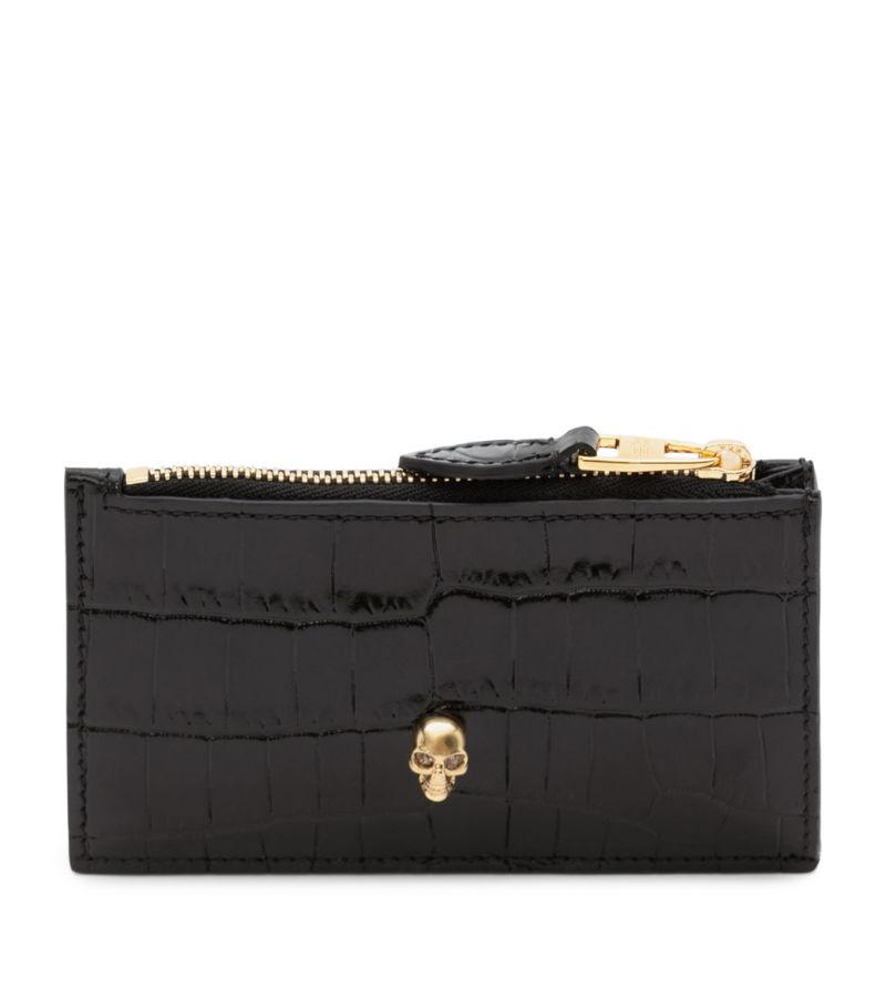 Alexander McQueen Alexander Mcqueen Croc-Embossed Skull Card Holder