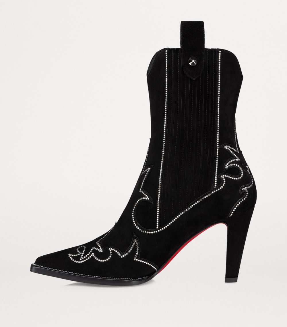 Christian Louboutin Christian Louboutin Santiagag Strass Velour Ankle Boots 85