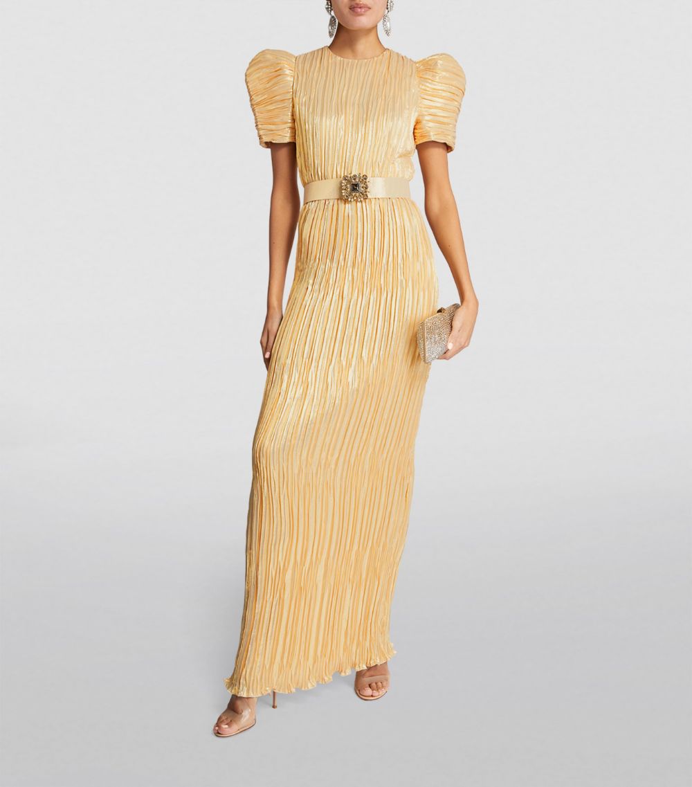 Andrew Gn Andrew Gn Silk-Blend Puff-Sleeve Belted Gown