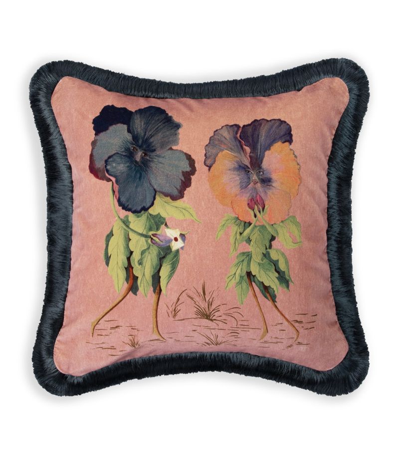 House Of Hackney House Of Hackney Medium Velvet Amatoria Pansies Fringed Cushion (45Cm X 45Cm)
