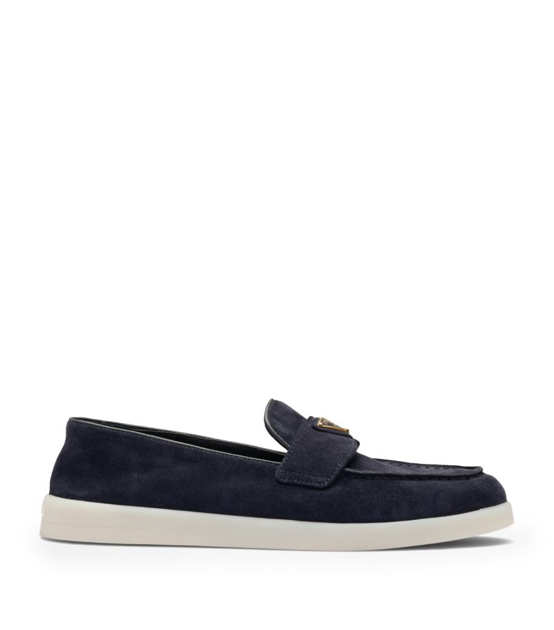 Prada Prada Suede Triangle Loafers