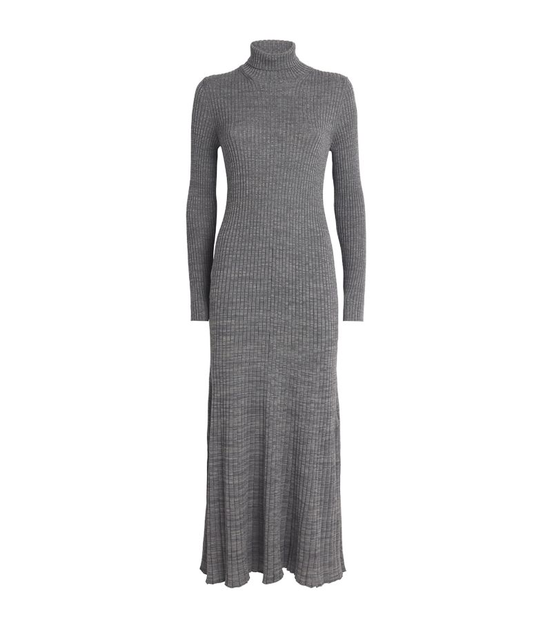 Moncler Moncler Virgin Wool Rib-Knit Midi Dress