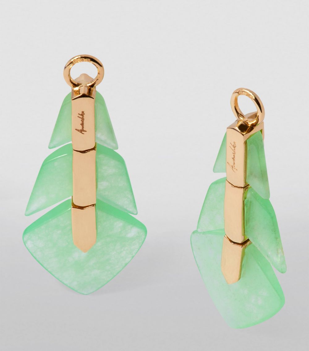 Annoushka Annoushka Yellow Gold And Jade Flight Feather Earring Drops