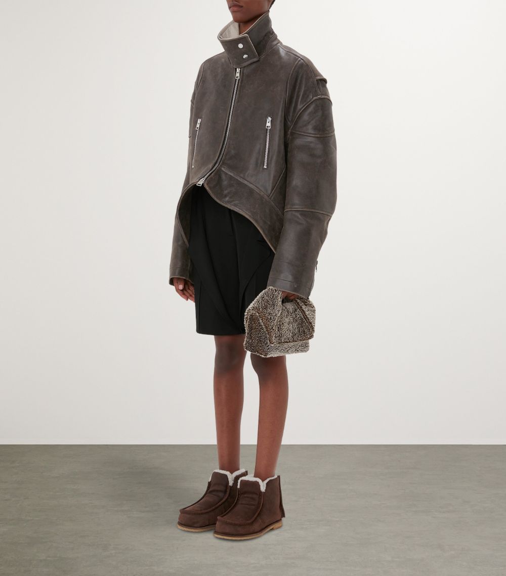 Jw Anderson Jw Anderson Leather Asymmetric Oversized Jacket