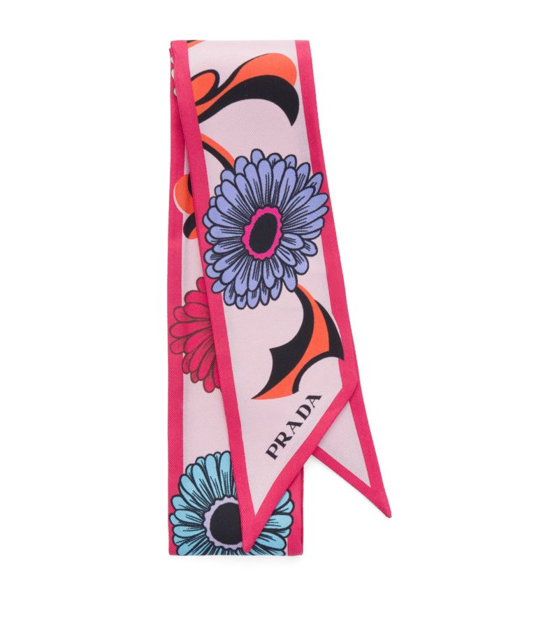 Prada Prada Silk Daisies Skinny Scarf