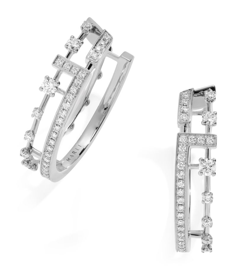  Marli New York White Gold And Diamond Avenues Hoop Earrings