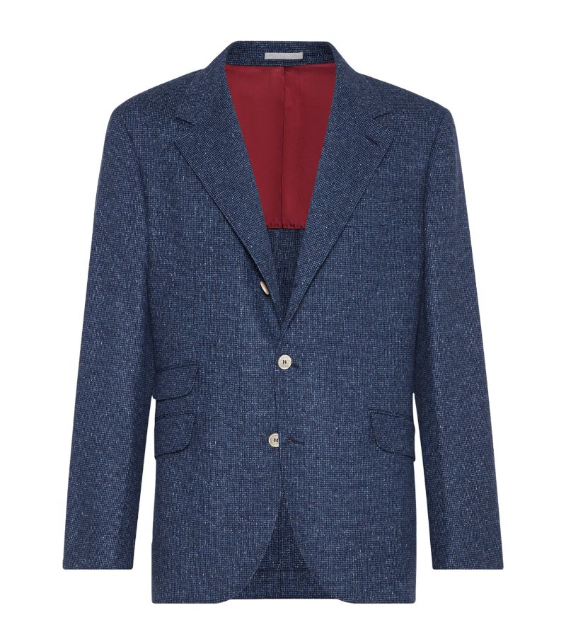 Brunello Cucinelli Brunello Cucinelli Silk-Wool Houndstooth Blazer