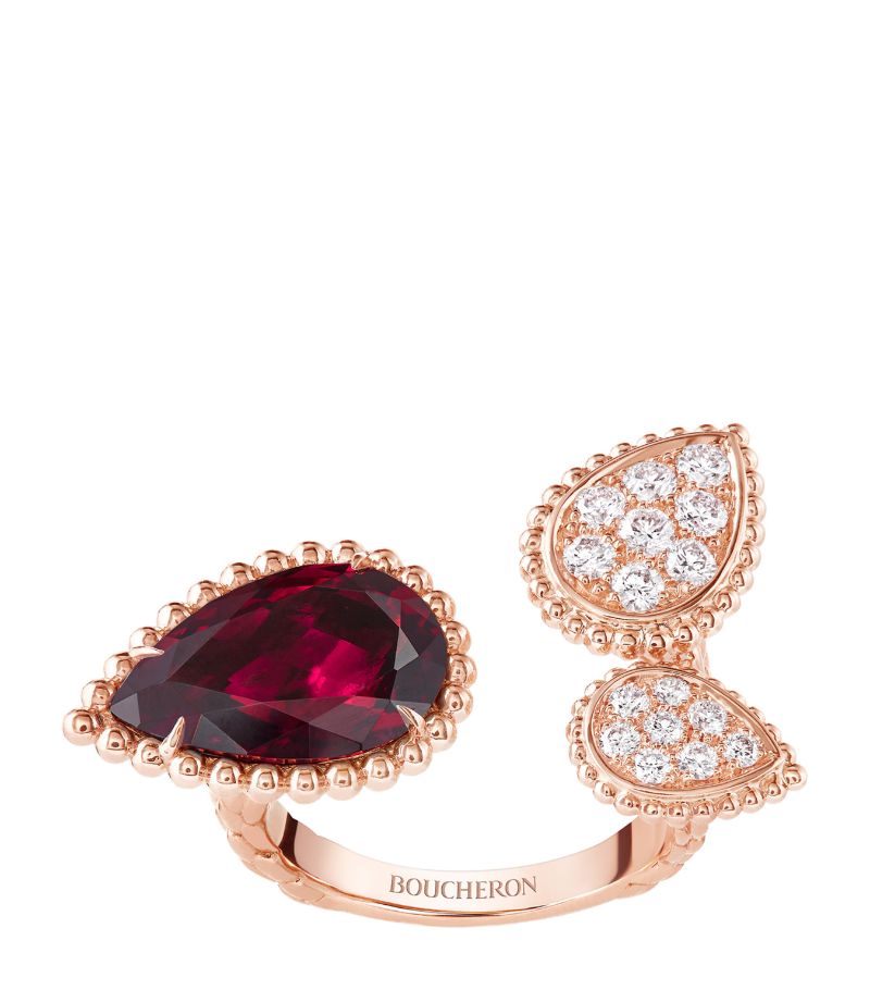 Boucheron Boucheron Rose Gold, Diamond And Garnet Serpent Bohème Ring