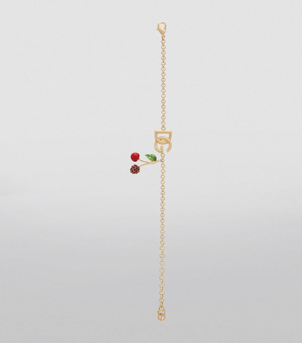 Dolce & Gabbana Dolce & Gabbana Embellished Cherry Logo Bracelet