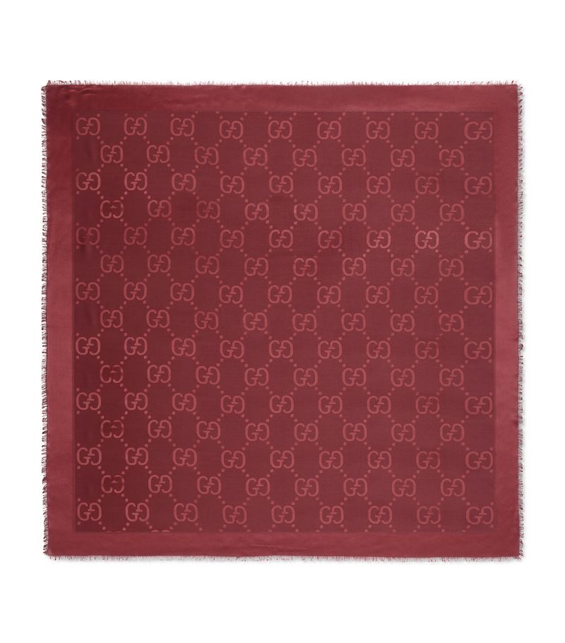 Gucci Gucci Silk-Wool Gg Logo Shawl