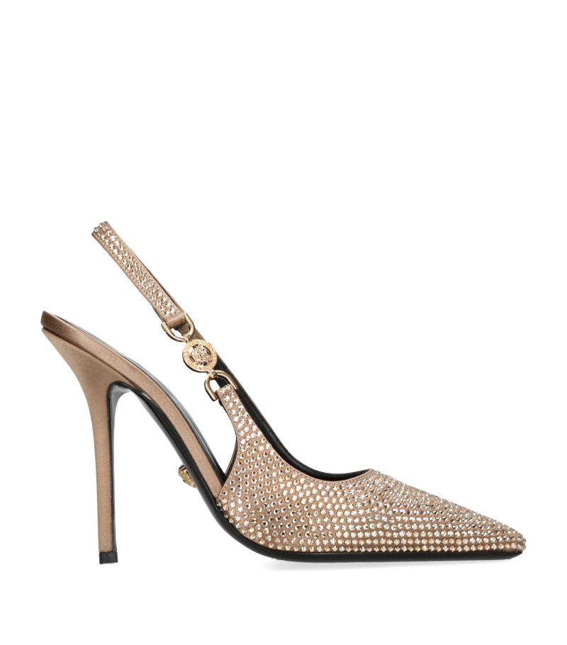 Versace Versace Embellished Medusa Slingback Pumps 110