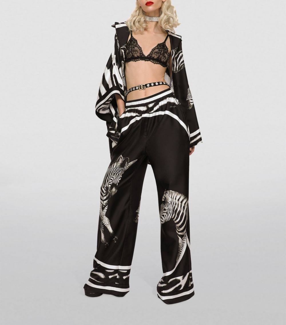 Dolce & Gabbana Dolce & Gabbana Silk Zebra Wide-Leg Trousers