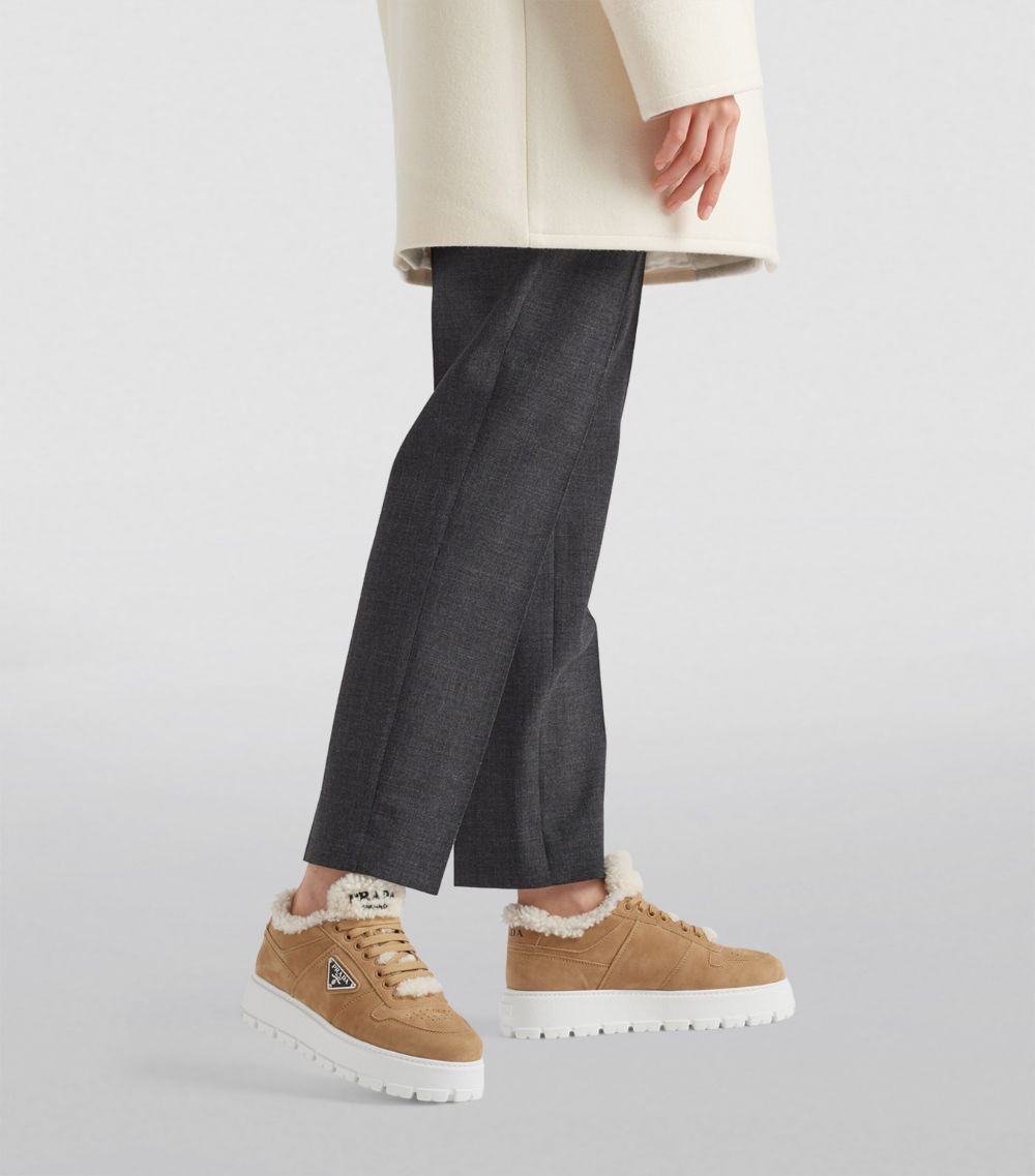 Prada Prada Suede Shearling Sneakers