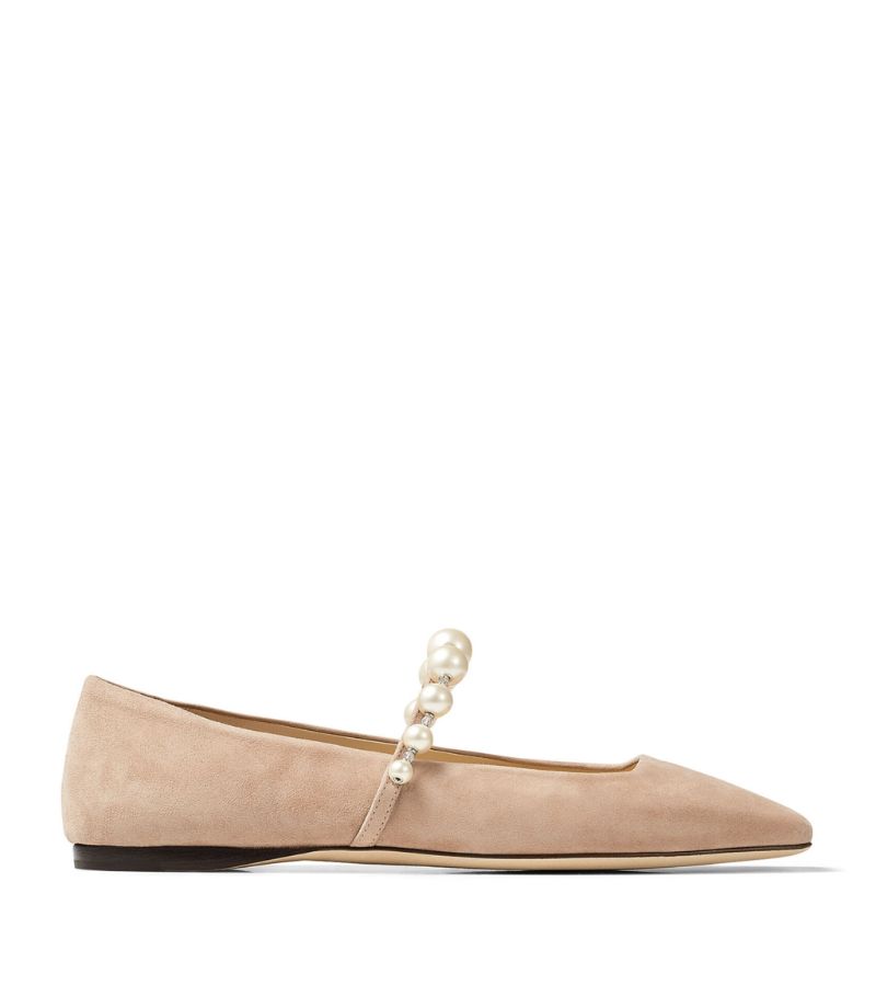 Jimmy Choo Jimmy Choo Ade Embellished Suede Ballerina Flats