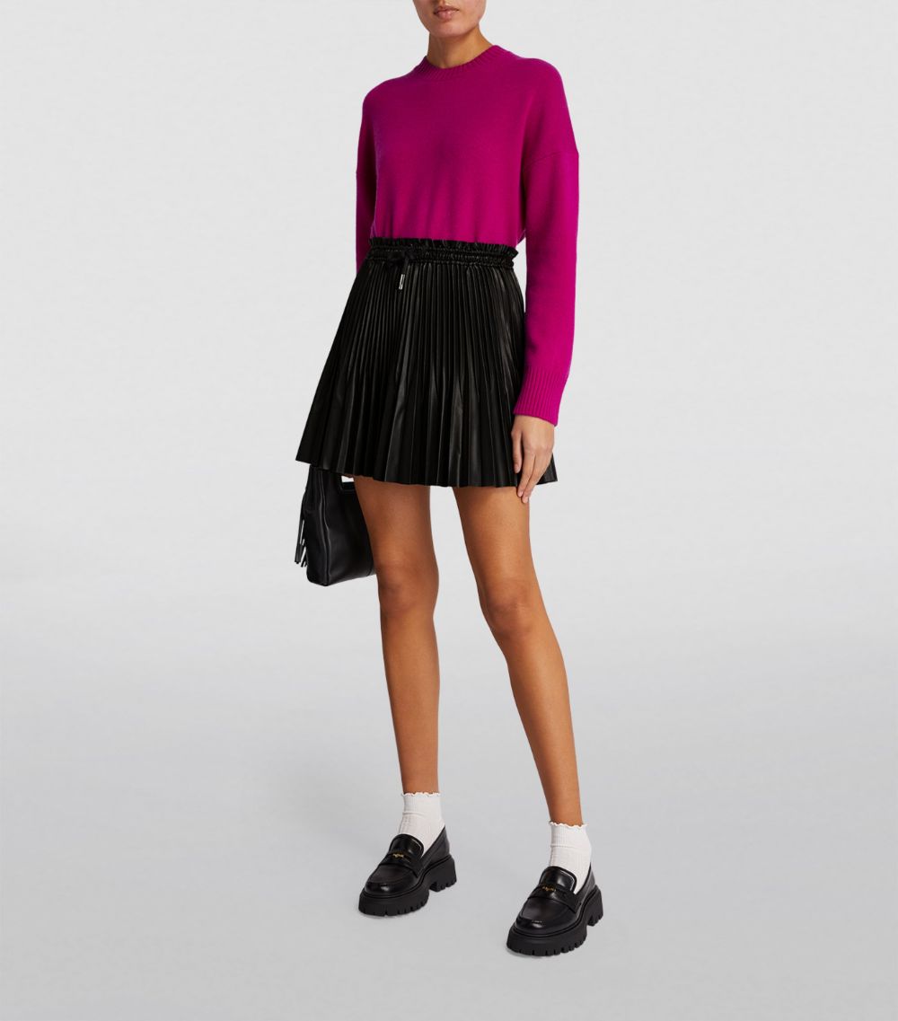  Maje Leather Pleated Mini Skirt