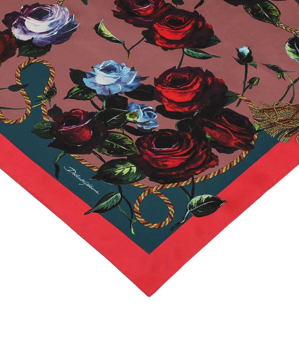 Dolce & Gabbana Dolce & Gabbana Silk Foulard Floral Print Scarf