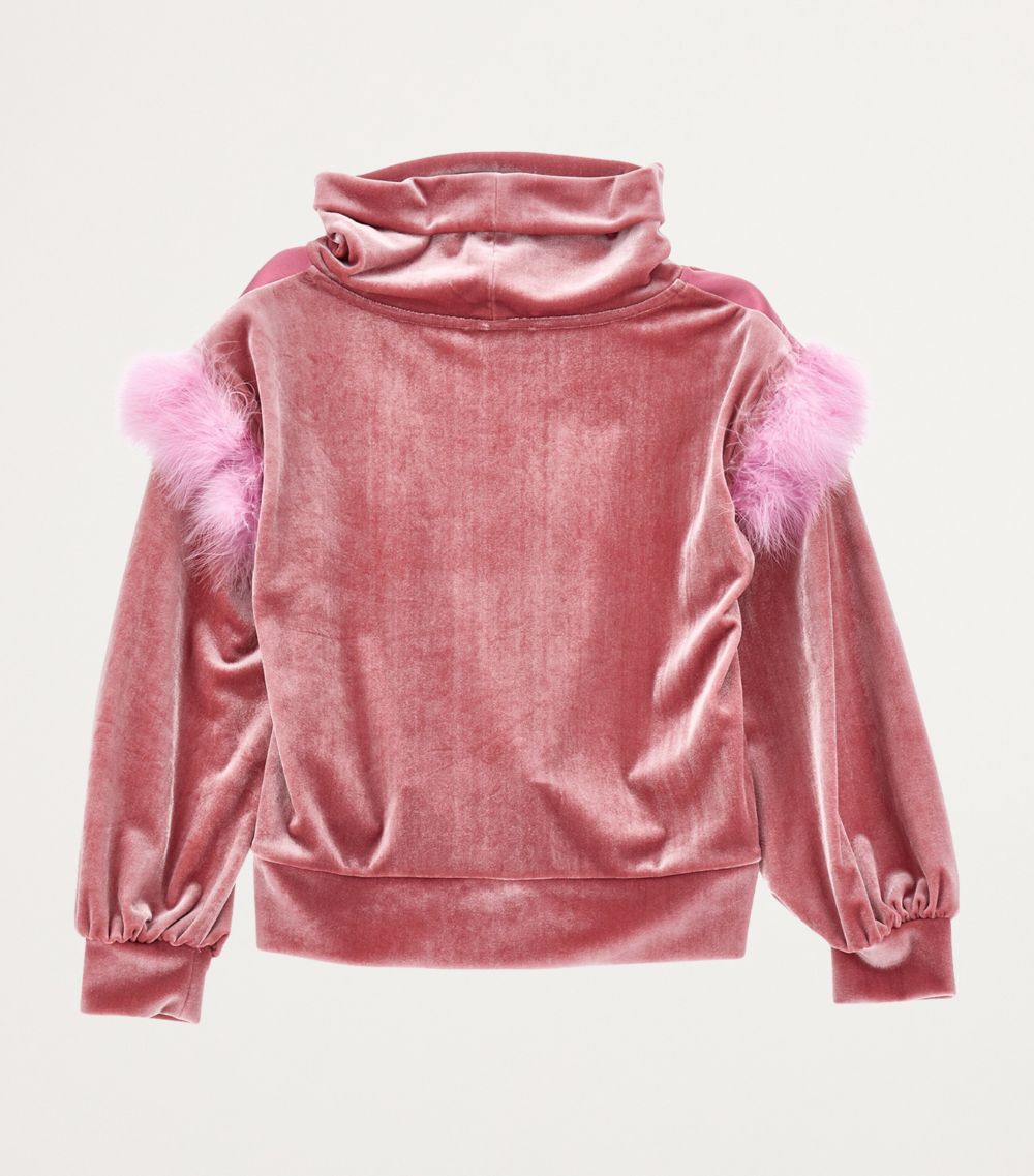 Monnalisa Monnalisa Velvet-Feather Rollneck Sweatshirt (4-16 Years)