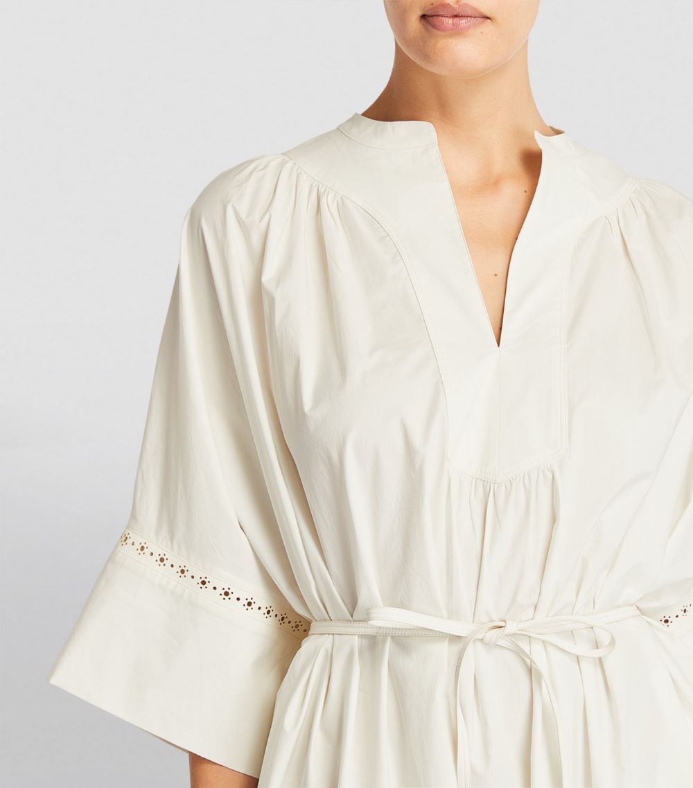 Yves Salomon Yves Salomon Cotton Poplin Leather-Trim Kaftan Dress